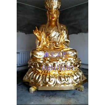 铜雕地藏菩萨站立图片-鑫兰雕塑大型铜香炉，铜香炉厂家铜雕佛像