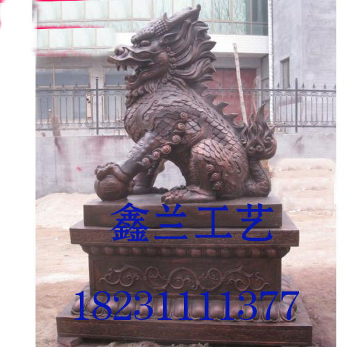 铜雕麒麟是上古中国人最企望出现的吉祥动物带鞍火麒麟